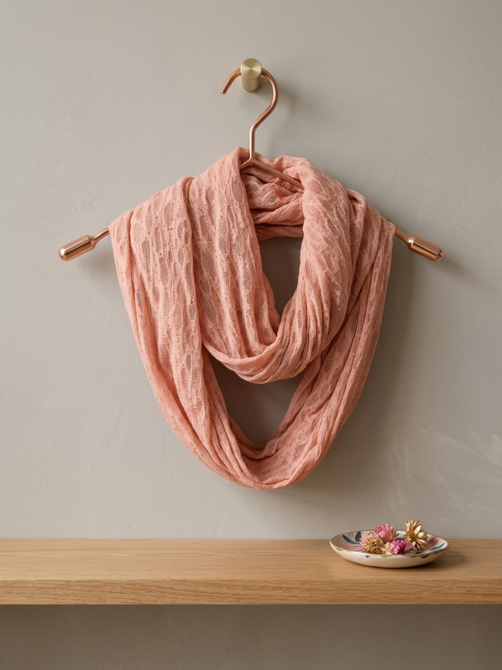 Dynamite Pink Infinity Scarf Open Knit Crochet Mesh Loop Circle Cowl Shawl